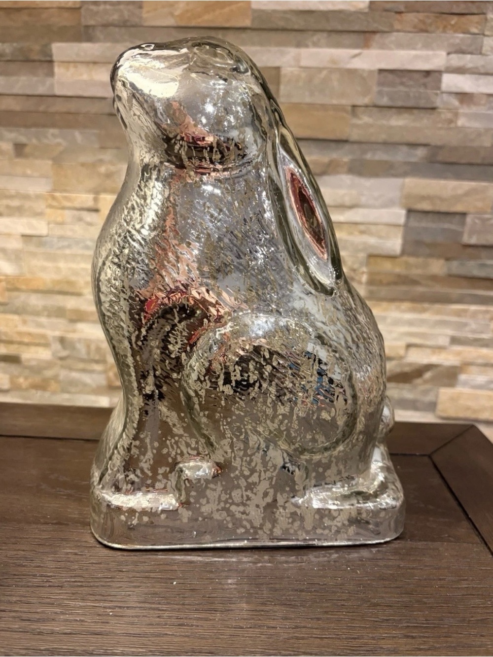 Silver Mercury Glass Bunny Figurine - Holiday Decor